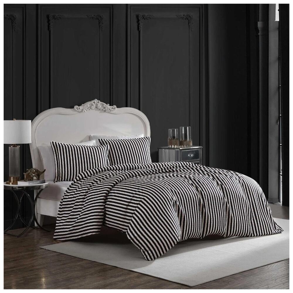 Betsey Johnson Full Queen Duvet Set~Wonderland Stripe~ Hearts Duvet/Sham Set NEW